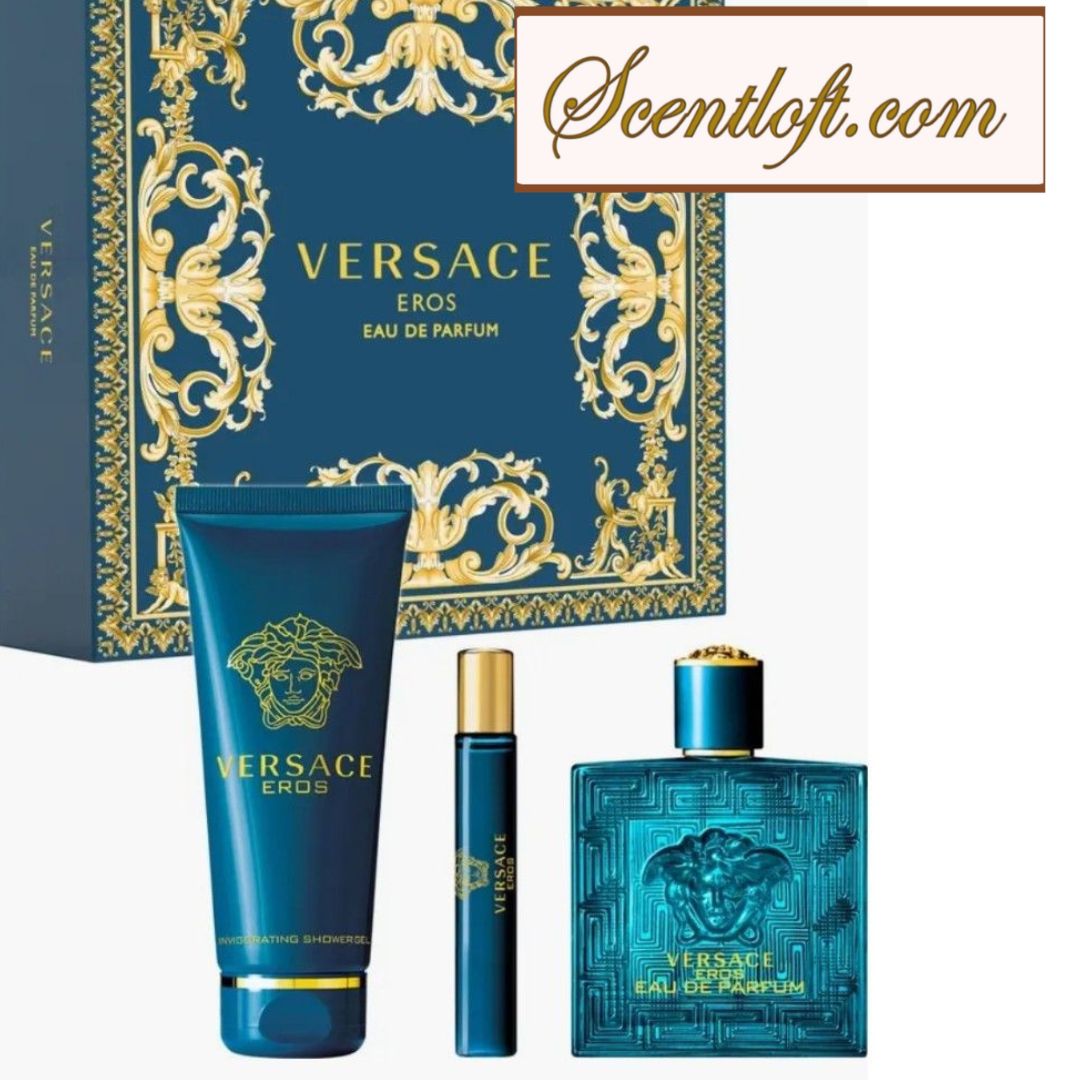VERSACE Eros EDP 3-piece Gift Set + Free Atelier Versace Spray